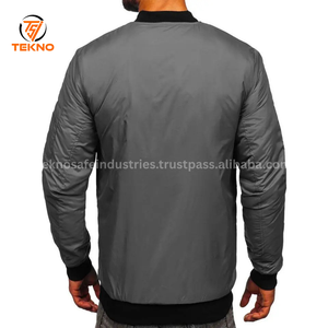 Chaqueta de bombardero informal con parches de logotipo personalizado de calle principal para hombre, chaquetas de bombardero de piloto ligeras a prueba de viento con cuello acanalado informal, servicio OEM - Product Image 3