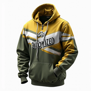 เสื้อฮู้ดสตรีทแวร์สำหรับผู้ชาย ทนทาน ทรงโอเวอร์ไซส์ สั่งทำลายพิมพ์แบบซับลิเมชั่นได้ ผ้าโพลีเอสเตอร์ 100% ผสมผ้าฝ้ายเนื้อนุ่ม - Product Image 1