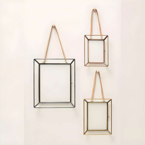 กรอบรูปกรอบแก้วโลหะสีดำพร้อมเอฟเฟกต์3D ที่เป็นเอกลักษณ์และสายหนังสำหรับรูปภาพดอกไม้อัด - Product Image 5