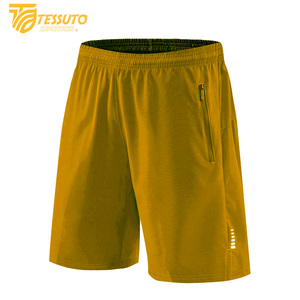 Te New 2025 Summer Trend Men's Gym Sports Shorts Outdoor Running Fitness Breathable Double <b>Layer</b> Solid Plain Dyed - Product Image 2