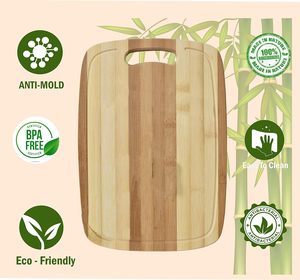 Tabla de cortar de madera de bambú natural/tabla de cortar con tazón de cocina con ranura para jugo - Product Image 3