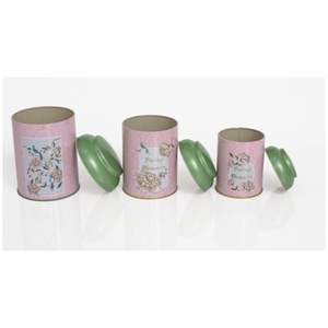 Juego de Recipientes Redondos de Metal Rosa Vintage Kontensan EFC10C8 para Almacenamiento de Alimentos con Tapa de Domo, Tamaños 120, 105, 90 (juego de 3) - Product Image 4