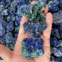 Collection de spécimens d'azurite et de malachite, pierres brutes pour la décoration intérieure Feng Shui