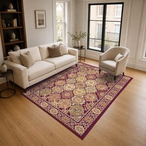 RUGS DEPOT LXDP-0348 Wholesale Red Burgundy Modern Vintage Digital Printed Machine Washable Chenille Area Rug Non <b>Slip</b> - Product Image 2