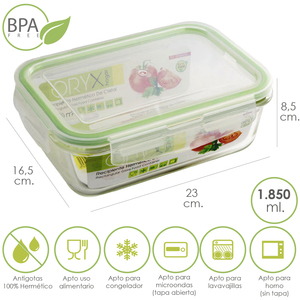 Contenitore in Vetro Rettangolare Ermetico da 1850 ml 23 x 16,5 x 8,5 (altezza) cm. - Product Image 1