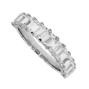 Anillo de Boda de Media Eternidad con Diamantes Esmeralda para Mujer - Product Image 2