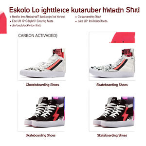 Chaussures de skateboard lumineuses Eskolo Lo - Tige en toile à lacets, style léger d'été (Carreaux/Rouge) - Product Image 2