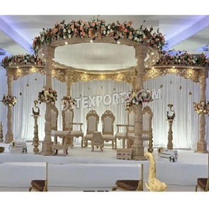 Decoración de Mandap para Bodas Gujarati, Mandap de Boda Tradicional con Aspecto de Madera, Mandap de Boda de Lujo Maharani, Decoración de Mandap para Bodas en Londres - Product Image 1