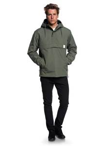 Anorak coupe-vent pull à demi-fermeture éclair personnalisé OEM pour hommes veste Streetwear de couleur unie avec poches en toile pour le printemps - Product Image 4