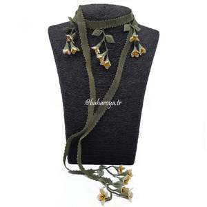 Collar de moda Akasya Kolye Krem con İğne Oyası Dolama - Product Image 1