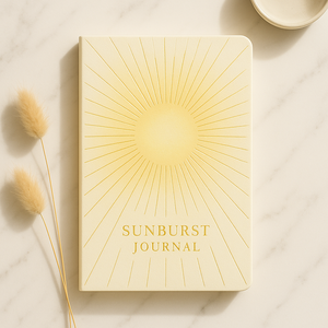 Diario LABON Sunburst Premium con Copertina Rigida Color Crema, Dettagli in Lamina Dorata per Appunti Quotidiani Consapevoli - Product Image 1