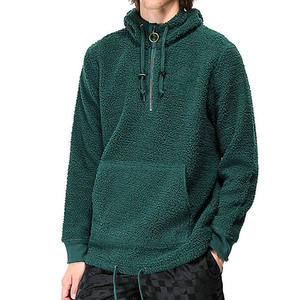 Sweat à capuche en molleton à motif solide vert foncé de haute qualité pour hommes - Product Image 1