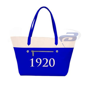 Sac fourre-tout à fermeture éclair personnalisé Zeta Phi Beta Sorority Bleu royal Blanc Grande capacité Sac à main épaule Lettre grecque ZB 1920 Toile - Product Image 3