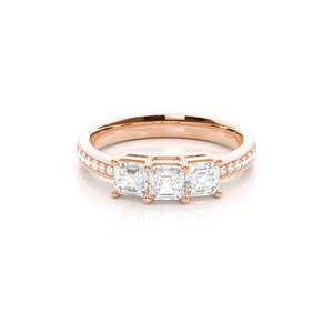 Présentation de la tradition avec un poids de pavé de 0.90 carats, taille fine Asscher, trois pierres cultivées en laboratoire, diamant pour mariage nuptial - Product Image 3