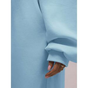 Conjunto Deportivo Oversize Azul Cielo para Mujer, Sudadera de Felpa y Pantalones Jogger, Estilo Casual, Marca Privada OEM - Product Image 4
