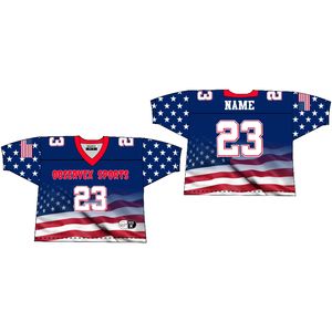 Diseño de bandera americana personalizado para hombre Fan Jersey Streetwear Jersey de malla de gran tamaño 100% poliéster fútbol americano Jersey - Product Image 1