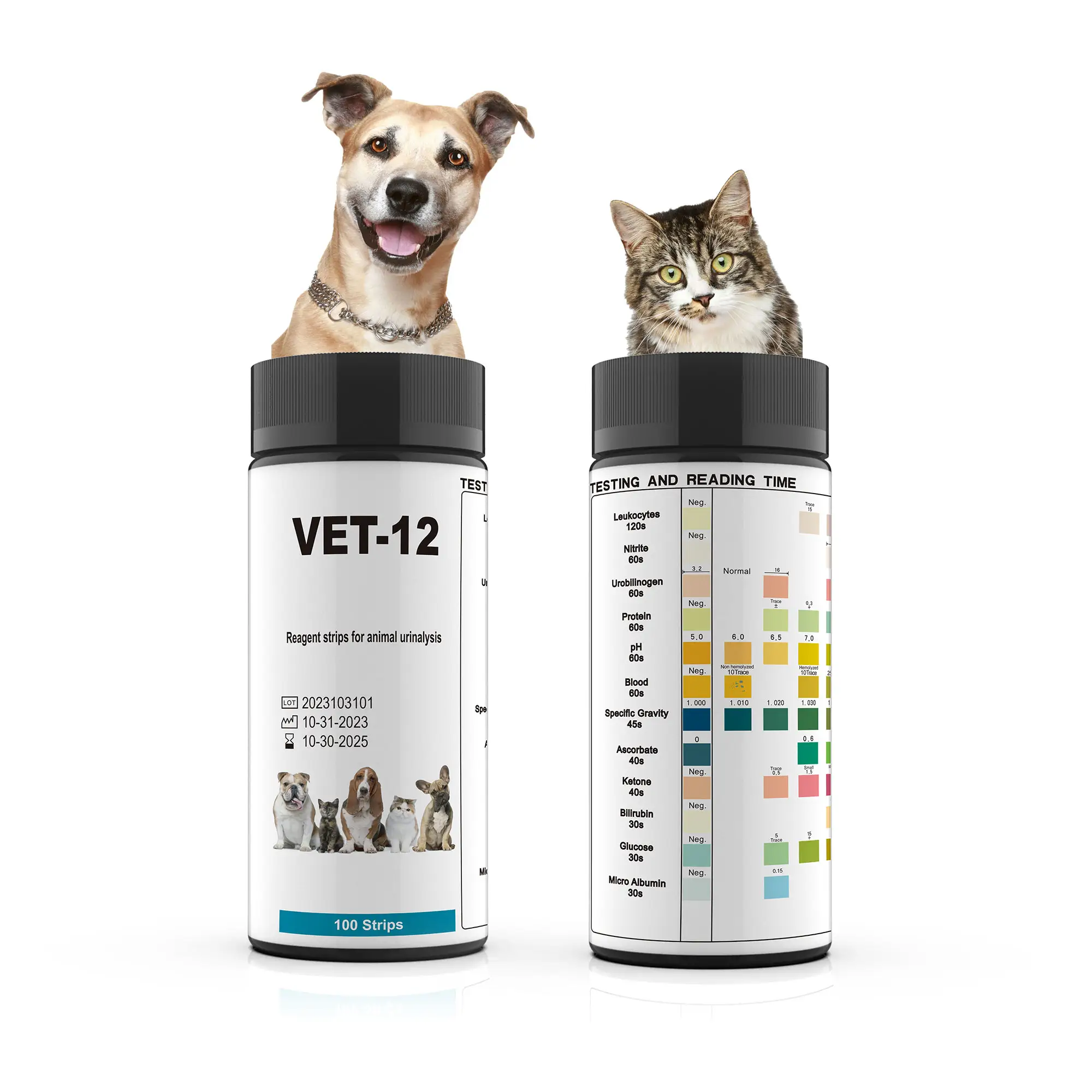 12 paramètres bandelettes de réactif d'urine pour animaux de compagnie bandelettes de test d'urine vétérinaire pour chiens et chats Instrument médical vétérinaire