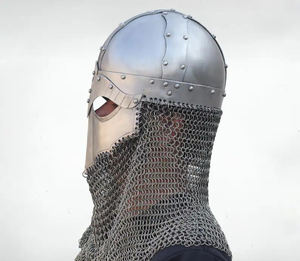 Casco vikingo de cara completa con Chainmail Aventail, casco de armadura Medieval de acero suave para recreación de Cosplay y exhibición coleccionable - Product Image 3