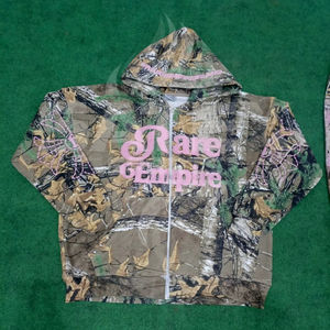 เสื้อฮู้ดดี้ซิป ลายพรางต้นไม้สไตล์วินเทจ ผ้าฝ้าย 100% คุณภาพสูง พิมพ์ลายดิจิทัลตามสั่ง ทรงโอเวอร์ไซส์ ใส่ได้ทั้งชายและหญิง สำหรับฤดูหนาว - Product Image 1