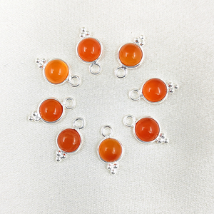 Natural cornalina Vintage compromiso cristiano chapado en oro latón redondo bisel ajuste encantos joyería al por mayor - Product Image 3