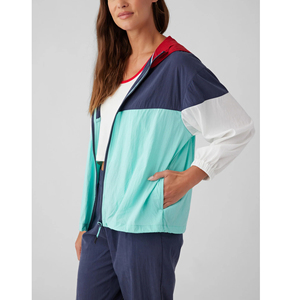 Women's Custom Color Block Fashion <b>Summer</b> Casual Hooded Zipper Waterproof Windbreaker <b>Lightweight</b> <b>Jacket</b> - Product Image 4