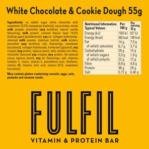 FULFIL Vitamin and <b>Protein</b> Bars (15 x 55 g Bars) — White Chocolate Cookies and Cream Flavour - Product Image 3