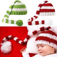 Gorro de Papá Noel de algodón a rayas para Navidad - Accesorio festivo para sesiones de fotos de bebés