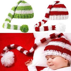 Gorro de Papá Noel de algodón a rayas para Navidad - Accesorio festivo para sesiones de fotos de bebés - Product Image 3