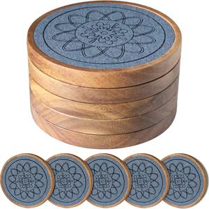 Decorative Wooden Coasters Set Rustic Vintage Drink Accessories for Dining Table Coffee Tea <b>Beer</b> Home Kitchen - Product Image 3