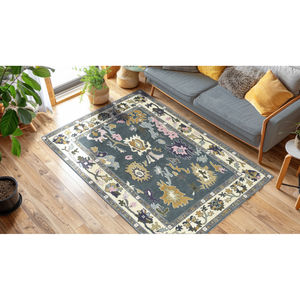 Tapis mur à mur en laine filée à la main de haute qualité avec motif floral à poils coupés pour un usage domestique - Product Image 1