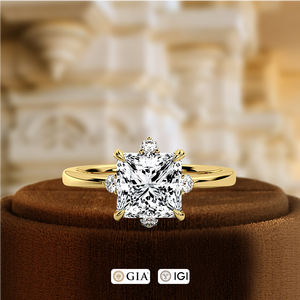 Anillo de Compromiso Solitario con Diamante Cultivado en Laboratorio, Corte Princesa, 1 Quilate, Certificado IGI, Oro Amarillo de 14k, Anillo de Boda para Regalo de Aniversario - Product Image 3