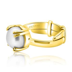 Anillo ajustable con incrustaciones de gemas astrológicas certificadas Ashtdhatu y perla de agua dulce (Moti) de 3.25-12.25 Ratti - Product Image 1