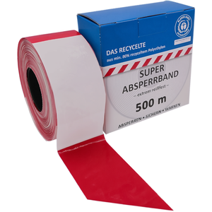 Cinta de Barrera Roja/Blanca de 80mm, en Bloques, 500m de Largo, Reciclada, 500m/Caja - KELMAPLAST - Product Image 3
