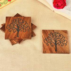 Sous-verres ronds en bois de mangue avec écorce de pour la maison Table décorer sous-verres de tasse de thé avec couleur naturelle pour le coût de gros - Product Image 4