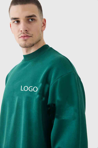 Ensemble de survêtement pour homme vert forêt surdimensionné, sweat-shirt à col rond ample à épaules tombantes, pantalon évasé respirant imprimé, vêtements d'hiver - Product Image 3