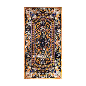 หินอ่อนสีดำแบบฝังบนโต๊ะสำหรับตกแต่งบ้านและโรงแรมการออกแบบใหม่โบราณรูปทรงสี่เหลี่ยมผืนผ้าสวยงาม - Product Image 1