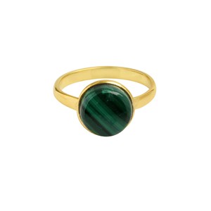 Top vente 10mm lisse Malachite pierre précieuse 18K plaqué or à la main délicate bague en argent Sterling pour les femmes pour les fêtes Fine - Product Image 1