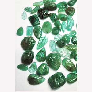 Alta calidad 55 piezas piedras preciosas de Esmeralda natural 10mm a 19mm hoja tallada 221cts lote hoja verde suelta corte collares Top IROC ventas - Product Image 2
