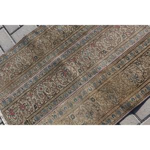 Tapis de 2,8 x 3,5 pieds, tapis turc vintage, tapis persan marron et bleu - Product Image 5