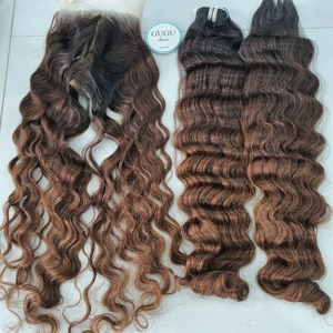 Peluca de extensión de cabello marrón ondulado birmano de 10 a 36 pulgadas, cabello humano crudo de un solo donante, doble dibujado, vietnamita de alta calidad - Product Image 1
