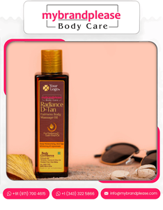 Huile de massage pour le corps Radiance de marque privée avec formule D Tan Votre logo Marque personnalisée et fabrication personnalisée disponible - Product Image 3