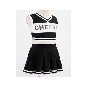 Vêtements de cheerleading imprimés pour filles, noir et blanc, vente en gros |   Uniformes de cheerleading imprimés par transfert thermique pour les équipes scolaires, jeunes - Product Image 5