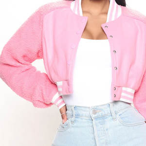 Chaquetas universitarias de moda para mujer de escuela secundaria, chaqueta universitaria con logotipo bordado personalizado para mujer en Color sólido - Product Image 4