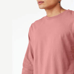 Mauve Comfort 100% Airlume T-shirt à manches longues en coton peigné et à col rond Style formel avec douceur subtile - Product Image 5