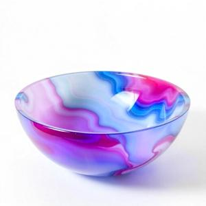 Bol en résine artistique vibrant motifs de tourbillon colorés finition brillante salle à manger moderne vaisselle décorative style de mer ange de noël - Product Image 2