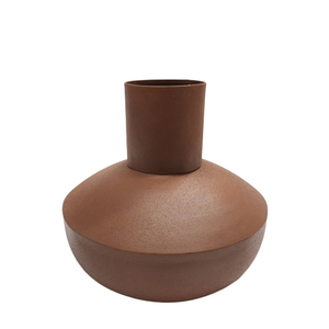 Florero redondo de hierro decorativo para el hogar, florero de cristal de Color con textura rústica para mesa y decoración de boda - Product Image 1