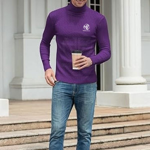 Soft Comfortable High Collar Top with Smooth Finish Long Sleeves for Daily Styling <b>Men</b> <b>Turtle</b> <b>Neck</b> Shirt - Product Image 4