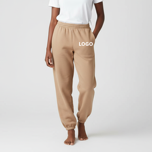 Pantalon de jogging droit pour femme en molleton épais avec logo personnalisé, taille élastique et anti-plis – Collection Hiver – Grande Vente - Product Image 1
