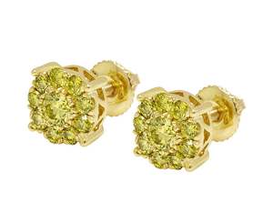 Pendientes de racimo en tono oro amarillo hechos con diamantes cultivados en laboratorio en oro sólido de 10 quilates para mujer - Product Image 2