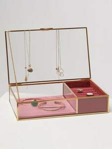 Boîte à bijoux en métal et en verre de designer, vitrine transparente pour bagues, colliers et bracelets précieux - Product Image 6